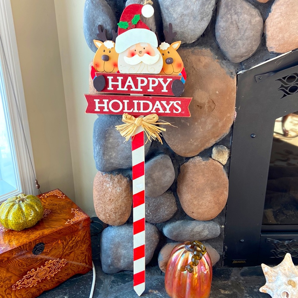Happy holidays Christmas stake
